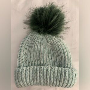 Pretty Green Beanie with Dark Green Pom Pom